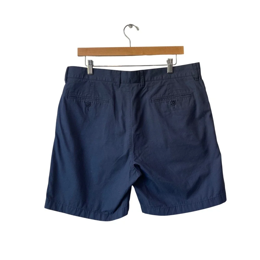 J. Crew Reimagined Pleated Navy Chino Shorts Mens 34 Cotton 7.5